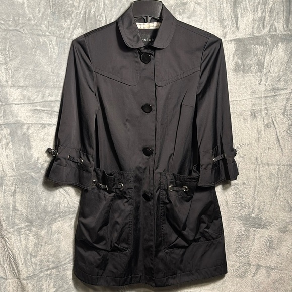 Nine West dress coat women's black lined rain long coat - Picture 1 of 12